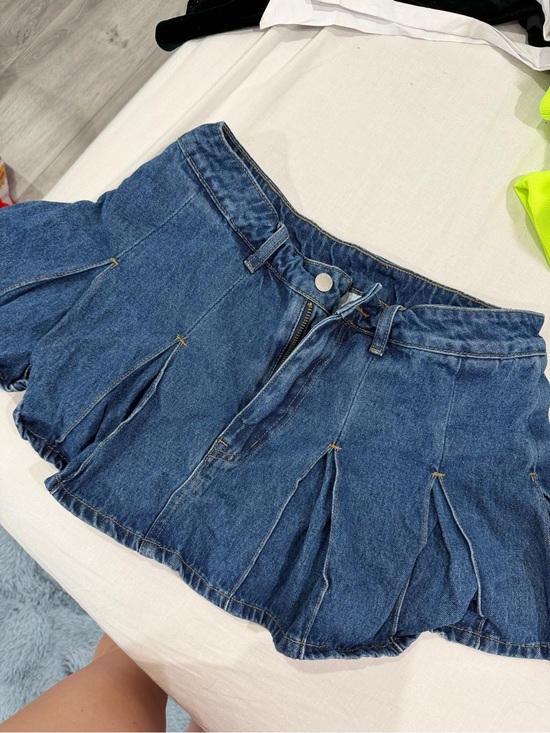 ASOS Dresses & Skirts - ASOS Blue Denim Pleated Mini Skirt